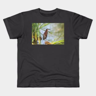 Green Heron Standing Tall Kids T-Shirt